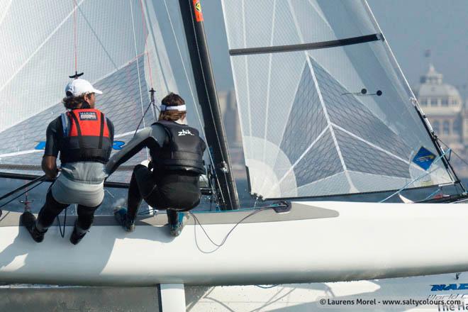 Besson and Riou racing - 2013 Nacra 17 World Championship © Laurens Morel